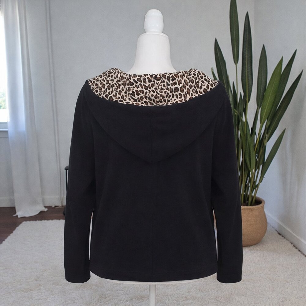 Dress Barn Jersey Knit Jacket – Leopard Print Lined Hood | XL Petite - Picture 4 of 4